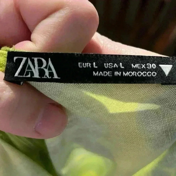 Zara Women’s Floral Vibrant Green Maxi Dress size Large - Picture 11 of 14